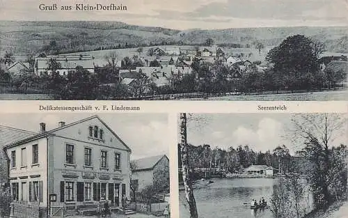 alte orig. AK Kleindorfhain b Dorfhain b Höckendorf Grillenburg Freital Tharandt Laden Geschäft F. Lindemann Häuser Seerenteich Vorkrieg