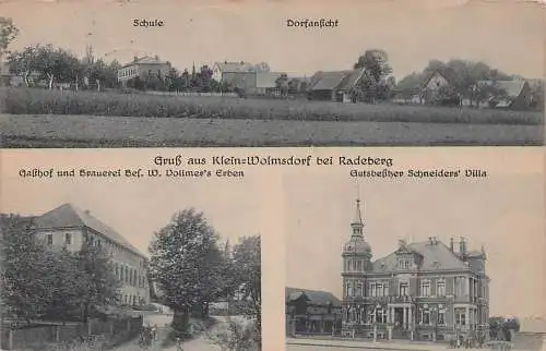 alte orig. AK Kleinwolmsdorf Klein Wolmsdorf b Radeberg Fischbach Wallroda Arnsdorf Gutshaus Schneider Gasthof Bier Brauerei W. Vollmer Schule 1923 Vorkrieg