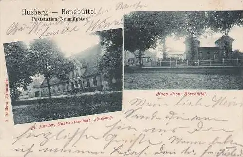 alte orig. AK Husberg Bönebüttel b Neumünster Plön Segeberg Bramstedt Großenaspe Gasthaus H. Harder H. Loop 1900 Vorkrieg