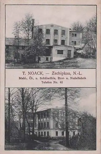 alte orig. AK Zschipkau Schipkau Niederlausitz b Klettwitz Hörlitz Meuro Schwarzheide Lauchhammer Ruhland Senftenberg Mühle Brotfabrik Nudelfabrik T. Noack Vorkrieg