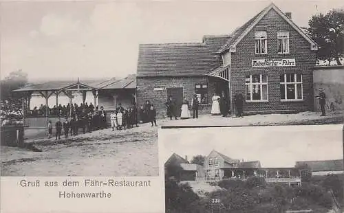 alte orig. AK Hohenwarthe b Möser Barleben Magdeburg Gasthaus Fähr- Restaurant 1912 Vorkrieg