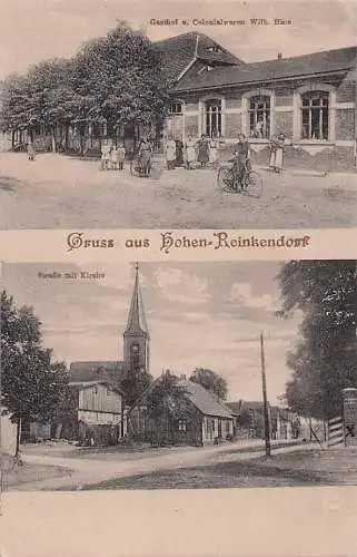 alte orig. AK Hohen Reinkendorf Hohenreinkendorf b Gartz a. Oder Uckermark Tantow Casekow Penkun Greifenhagen Hohenselchow Gasthof W. Hinz u. Strasse Vorkrieg