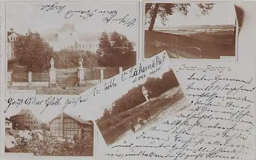 alte orig. AK Barby a. Elbe Neues Schulgebäude Turnhalle Seminar Elbeblick vom Park 1901 Vorkrieg