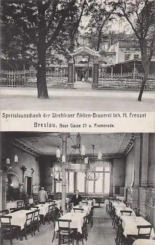 alte orig. AK Breslau Schlesien Wrocław Neue Gasse Bier Ausschank Gasthaus H. Frenzel Brauerei Strehlen 1908 Vorkrieg