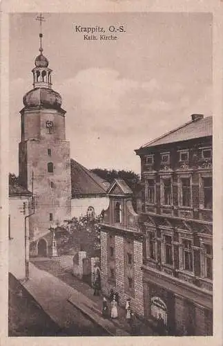 alte orig. AK Krappitz Oberschlesien Krapkowice b Oppeln Opole Katholische Kirche Vorkrieg