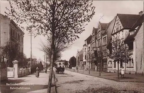 alte orig. AK Berlinchen Barlinek Neumark b Arnswalde Friedeberg Bahnhofstrasse Häuser Vorkrieg