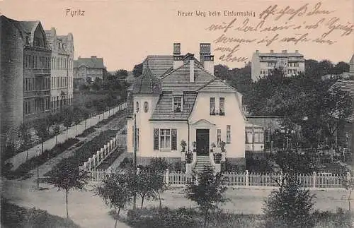 alte orig. AK Pyritz Pyrzyce Pommern Arnswalde Stettin Stargard Neuer Weg Eisturmsteig 1914 Vorkrieg