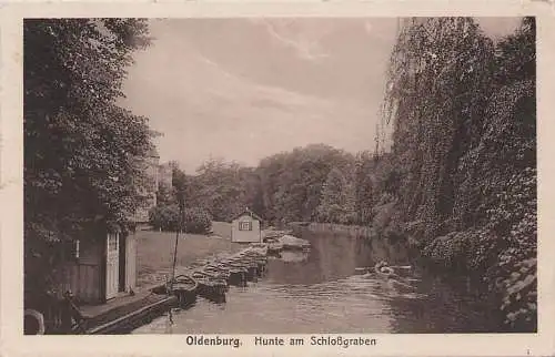 alte orig. AK Oldenburg Hunte am Schlossgraben Bootsverleih? 1927 Vorkrieg