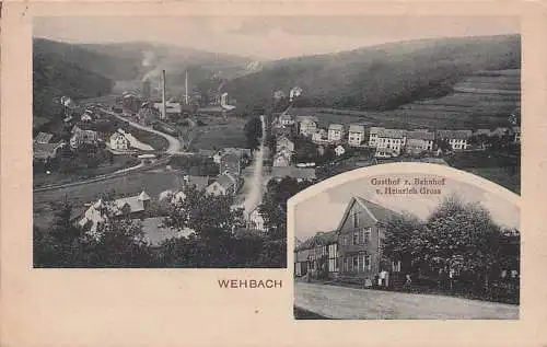 alte orig. AK Wehbach b Kirchen Sieg Freusburg Betzdorf Mudersbach Siegen Katzwinkel Gasthof zum Bahnhof Heinrich Gross 1907 Vorkrieg