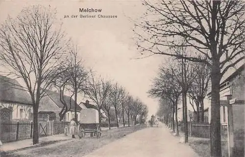 alte orig. AK Melchow b Biesenthal Eberswalde Lanke Finowfurt Berliner Chausee Kutsche Fuhrwerk Vorkrieg