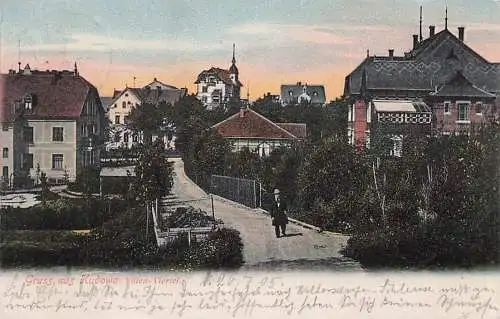 alte orig. AK Kudowa Cudowa Kudowa Zdrój b Glatz Schlesien Häuser Villen- Viertel 1905 Vorkrieg