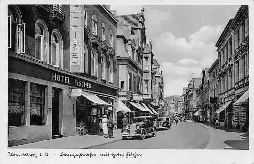 alte orig. AK Oldenburg Langestrasse Auto am Hotel Fischer 1936 Vorkrieg