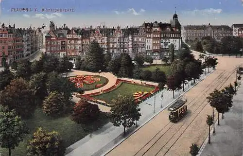 alte orig. AK Plauen Vogtland Sachsen Strassenbahn am Dittrichsplatz 1915 Vorkrieg
