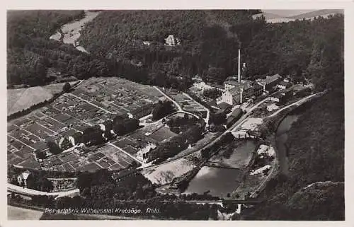 alte orig. AK Krebsöge Rheinland Radevormwald Ennepetal Remscheid Hückeswagen Luftbild Echt  Photo- AK Papierfabrik Wilhelmstal Vorkrieg