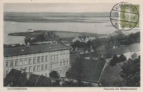 alte orig. AK Angermünde b Joachimsthal Schwedt Mädchenschulen Panorama 1932 Vorkrieg
