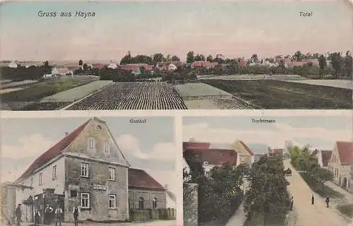 alte orig. AK Hayna b Krostitz Delitzsch Radefeld Schkeuditz Breitenfeld Dölzig Freiroda Rackwitz Gohlis Gasthof W. Noske Dorfstrasse Total 1917 Vorkrieg