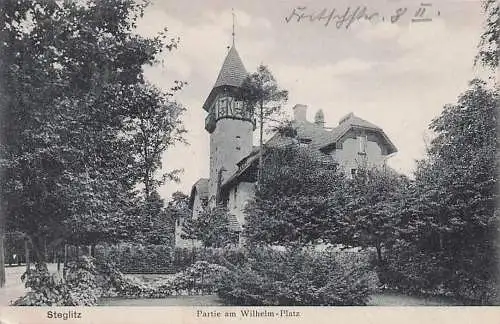 alte orig. AK Steglitz Berlin Lankwitz Lichterfelde Partie am Wilhelm - Platz 1909 Vorkrieg