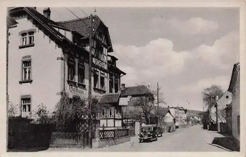 alte orig. AK Rauda i. Thüringen b Eisenberg Schkölen Elstertal Silbitz Gasthaus Thüringer Hof Strasse ca. 40er J.