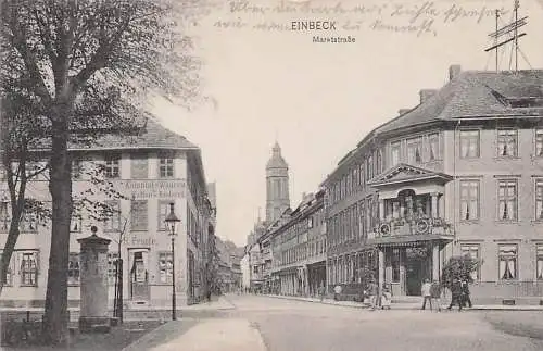 alte orig. AK Einbeck b Freden Gandersheim Northeim Dassel Marktstrasse Kolonialwaren Kaffee Rösterei H. Propfe 1912 Vorkrieg