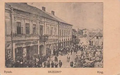 alte orig. AK Brzeziny Polen b Lodz Łódź Löwenstadt Warthegau Rawa Mazowiecka Rynek Ring 1915 Vorkrieg