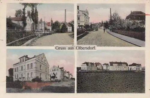 alte orig. AK Olbersdorf b Zittau Sachsen Strassenansichten Vorkrieg