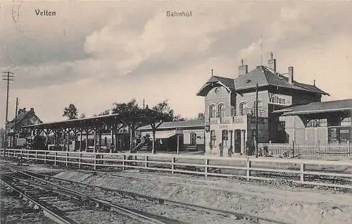 alte orig. AK Velten b Hennigsdorf Kremmen Birkenwerder Oberkrämer Schönwalde Oranienburg Bahnhof Gleisseite Eisenbahn 1916 Vorkrieg
