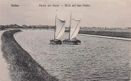 alte orig. AK Velten b Hennigsdorf Kremmen Birkenwerder Oberkrämer Schönwalde Oranienburg Partie am Kanal Blick auf den Hafen 1913 Vorkrieg