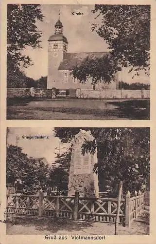 alte orig. AK Vietmannsdorf b Templin Uckermark b Gollin Dargersdorf Kurtschlag Kriegerdenkmal Kirche 1932 Vorkrieg