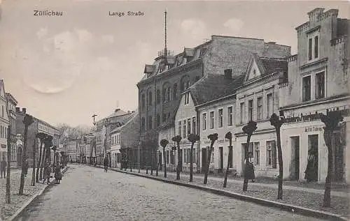 alte orig. AK Züllichau Neumark Sulechów b Schwiebus Lugau Kargowa Unruhstadt Grünberg Lange Strasse 1911 Vorkrieg