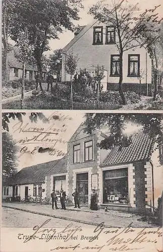 alte orig. AK Trupe b Lilienthal Bremen Osterholz Oberneuland Grasberg Worphausen Geschäft Laden Haus 1906 Vorkrieg
