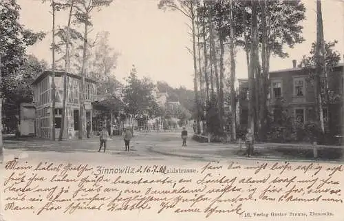 alte orig. AK Zinnowitz Ostseebad b Mölschow Zempin Koserow Wolgast Heringsdorf Szene in der Waldstrasse 1902 Vorkrieg