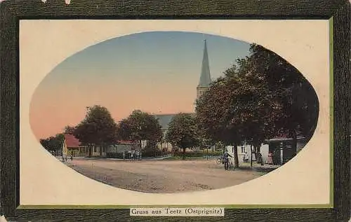 alte orig. AK Teetz b Kyritz Ostprignitz Wusterhausen Dosse Wittstock Rägelin Rossow Herzsprung Temnitzquell Strassenszene Kirche Vorkrieg