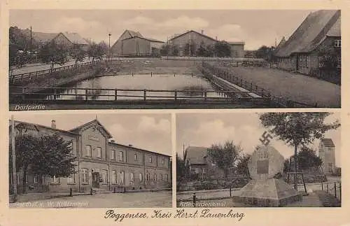 alte orig. AK Poggensee b Lauenburg Nusse Koberg Mölln Breitenfelde Hamfelde Trittau Gasthof W. Krützmann Kriegerdenkmal Dorfpartie 30er J. Vorkrieg