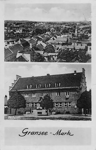 alte orig. AK Gransee Mark b Fürstenberg Havel Lychen Templin Postamt Panorama 1952