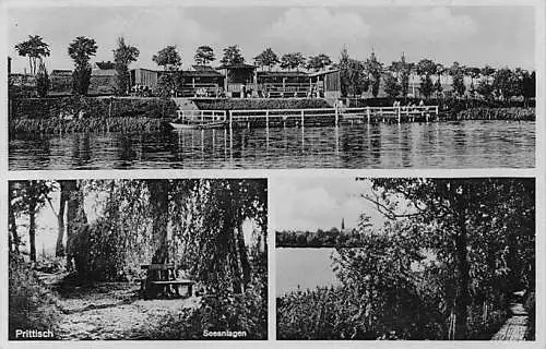 alte orig. AK Prittisch Przytoczna Grenzmark b Schwerin Warthe Landsberg Warthe Meseritz Birnbaum Międzychód Schwiebus Posen Badeanstalt und Seeanlagen Vorkrieg