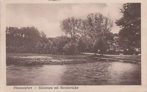 alte orig. AK Himmelpfort b Fürstenberg Havel Lychen Templin Gransee Sidowsee mit Strohbrücke 1928 Vorkrieg
