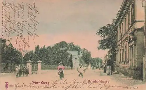 alte orig. AK Pinneberg b Schenefeld Wedel Halstenbek Hamburg Uetersen Elmshorn Bahnhofstrasse 1902 Vorkrieg