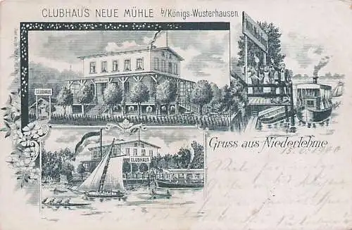 alte orig. AK Niederlehme b Wildau Königs Wusterhausen Senzig Zernsdorf Clubhaus Neue Mühle Bes. Wilhelm Nobiling 1900 Vorkrieg