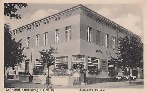 alte orig. AK Fürstenberg Havel b Lychen Templin Gransee Ratskonditorei u. Cafe Vorkrieg Verlag E. Hercher Fürstenberg Havel