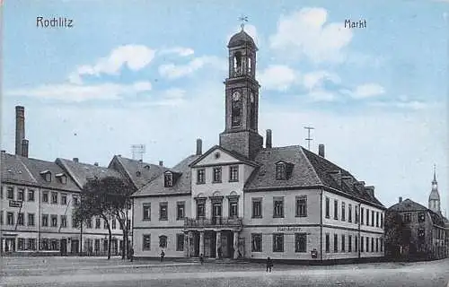 alte orig. AK Rochlitz b Zettlitz Geithain Colditz Königsfeld Wechselburg Markt Nahaufnahme Rathaus Ratskeller Vorkrieg