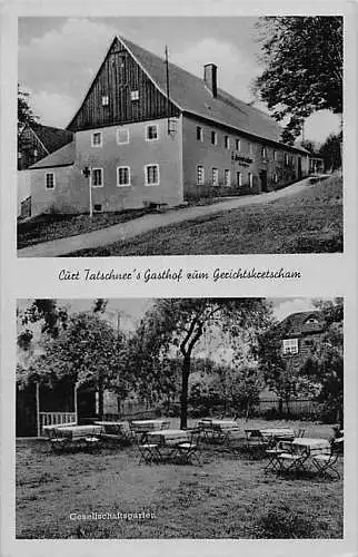 alte orig. AK Wäldchen Podlesie b Bad Charlottenbrunn Jedlina-Zdrój Waldenburg Wałbrzych Neudörfel Erlenbusch Schlesien Gasthof zum Gerichtskretscham Curt Tatschner 1943 Vorkrieg