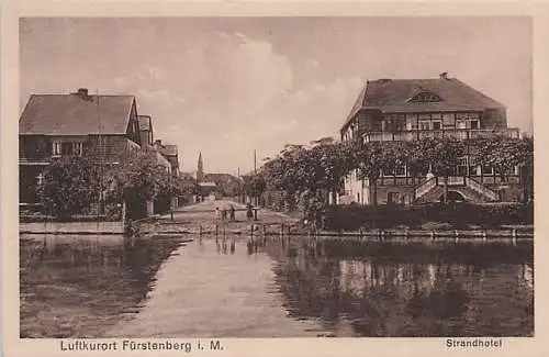 alte orig. AK Fürstenberg Havel b Lychen Templin Gransee Am Strandhotel Vorkrieg Verlag A. Brüggemann Fürstenberg Havel