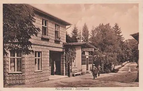 alte orig. AK Neu Globsow Neuglobsow b Fürstenberg Havel Stechlin Rheinsberg Lychen Szene an der Seeterrasse Vorkrieg Verlag P. Fielitz Fürstenberg Havel