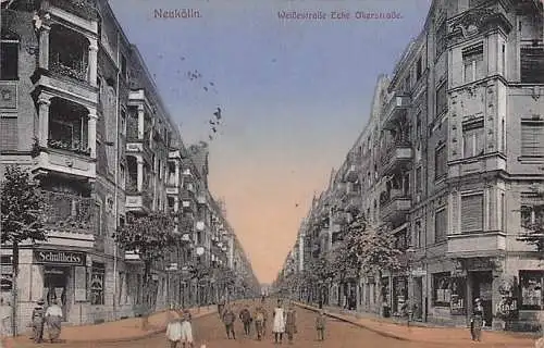 alte orig. AK Neukölln Berlin Weissestrasse Ecke Okerstrasse 1916 Vorkrieg
