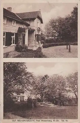 seltene alte orig. AK Gut Neu-Drosedow Neudrosedow Mecklenburg b Drosedow Canow Wustrow Mirow Wesenberg Rheinsberg Gutshaus m. Garten und Anlagen 1934 Vorkrieg