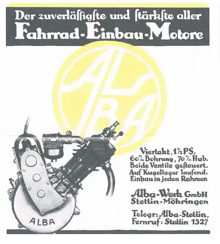 Funktionsmodell eines echten Alba Fahrrad-Einbau-Motors