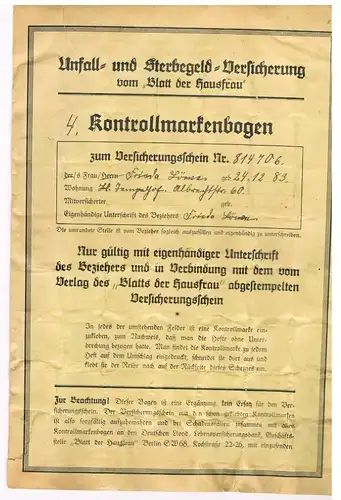 Zugabe für Ullsteins `Blatt der Hausfrau` 1926