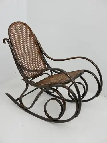 4356-THONET-Schaukelstuhl-Bugholz-gemarkter Schaukelstuhl-Wippstuhl-Thonet Schau