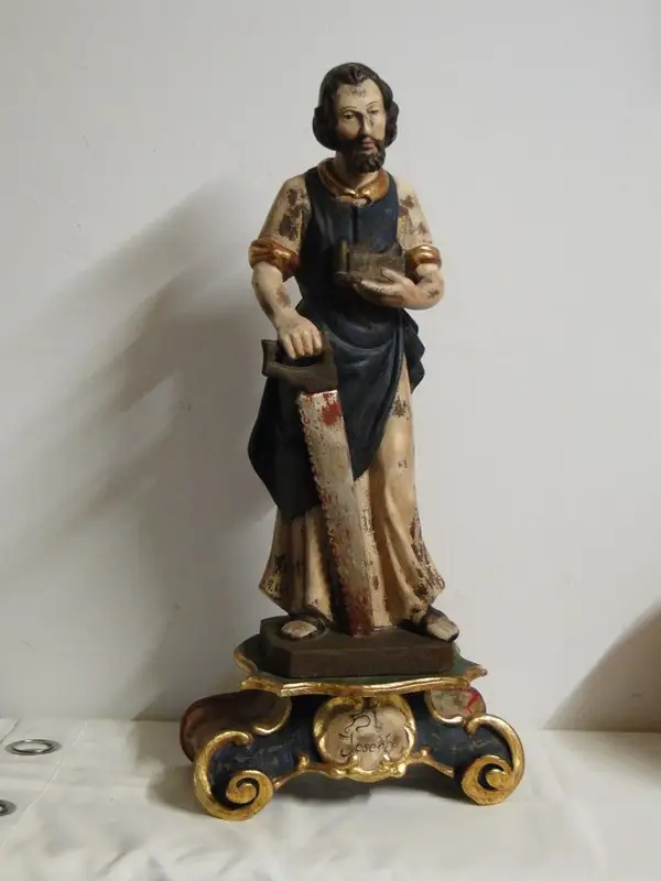 4546-Heiligenfigur-Holzfigur-geschnitzte Figur-Heiliger Josef-Figur-Holzarbeit- 0