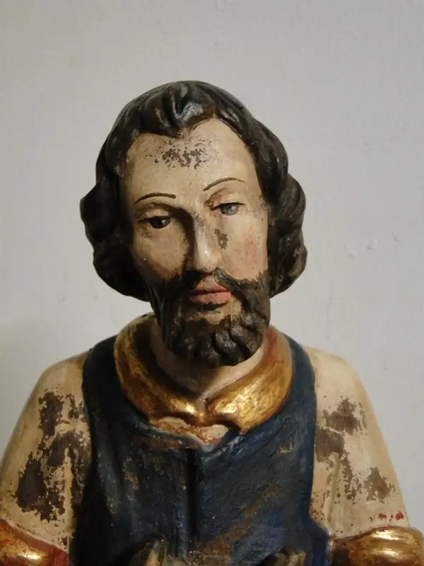 4546-Heiligenfigur-Holzfigur-geschnitzte Figur-Heiliger Josef-Figur-Holzarbeit- 2